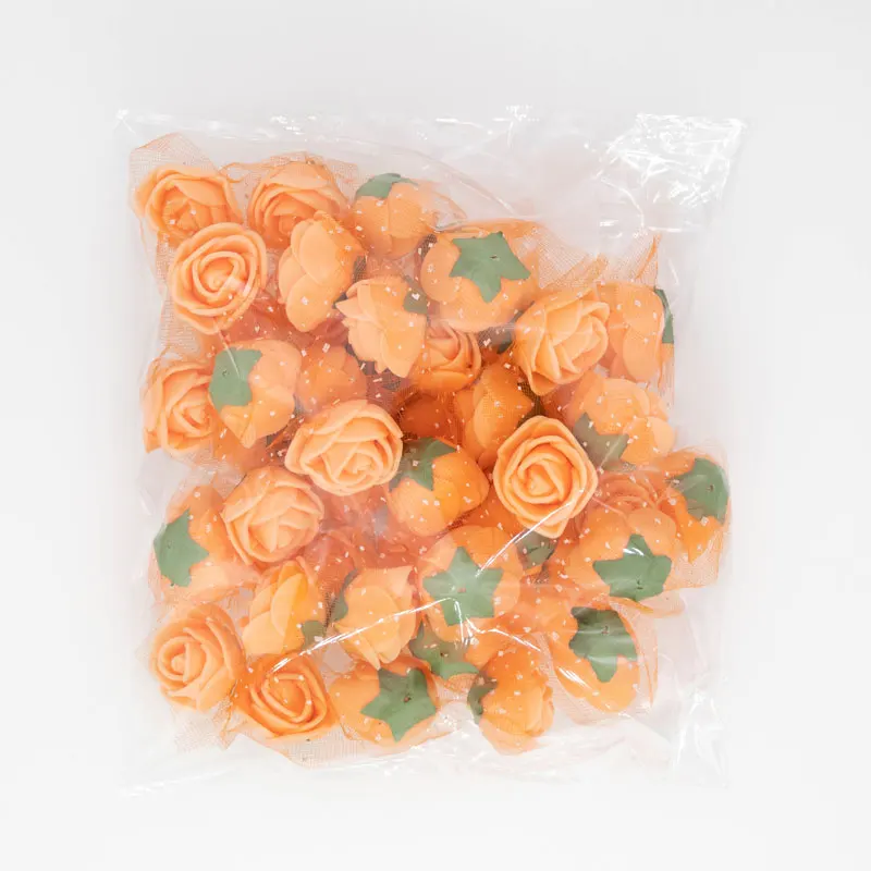 orange 50 шт/100 шт 2 см мини крошечные поролоновые розы искусственные головки цветов Сделай Сам Плюшевый цветок медведь Свадебная вечеринка украшения Скрапбукинг Ремесло - Цвет: orange