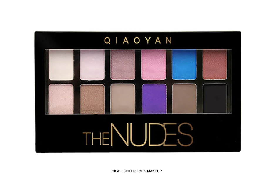 QIAOYAN, 12 цветов, красивая глазурованная палитра теней для век, макияж, водостойкая матовая блестящая Мерцающая Дымчатая палитра теней для век с высоким пигментом
