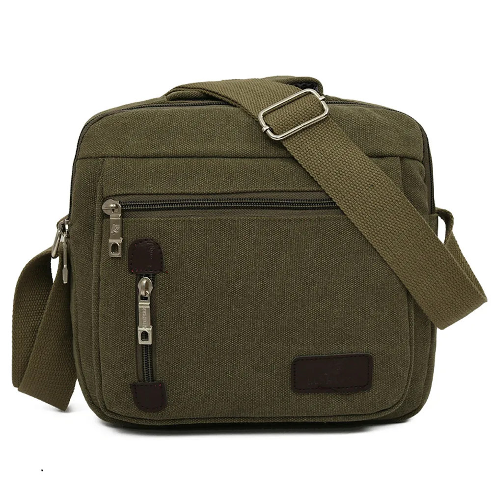Men Bag Vintage Business Messenger Bags Solid Color Canvas Shoulder Crossbody Bag Male Handbag Bolsa Masculina Sacoche#YL5 - Цвет: Армейский зеленый