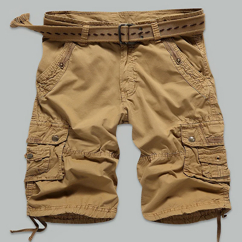 Новые модные шорты мужчин Летний стиль 2017 г. военные карманы Твердые Хлопок