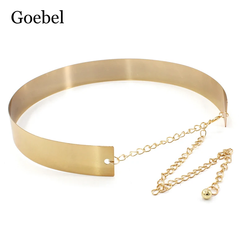 Новый женский металлический широкий пояс золотой цепочка на талию юбка пальто