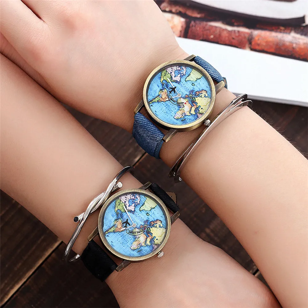 2019 модный бренд часы дамы новый глобальный путешествия самолет географические
