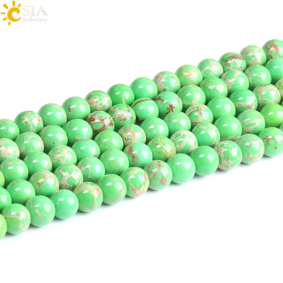 CSJA High Quality Emperor Turquoises Green Howlite Stone Loose Beads 8mm for Jewellery Bracelet Necklace Handmade DIY Chain F221 | Украшения