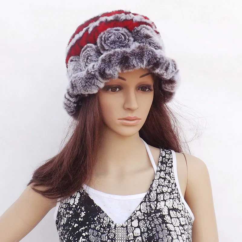 Зимняя женская шапка модная из натурального меха с кроличьим мехом новинка лидер