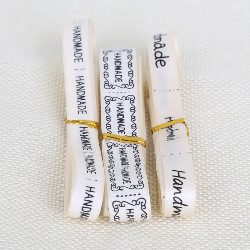 5 ярдов/лот 10мм 13мм Айвори Ручная печать атласная лента для шитья аксессуары DIY Декоративное искусство и поделки Подарочная упаковка для выпечки.