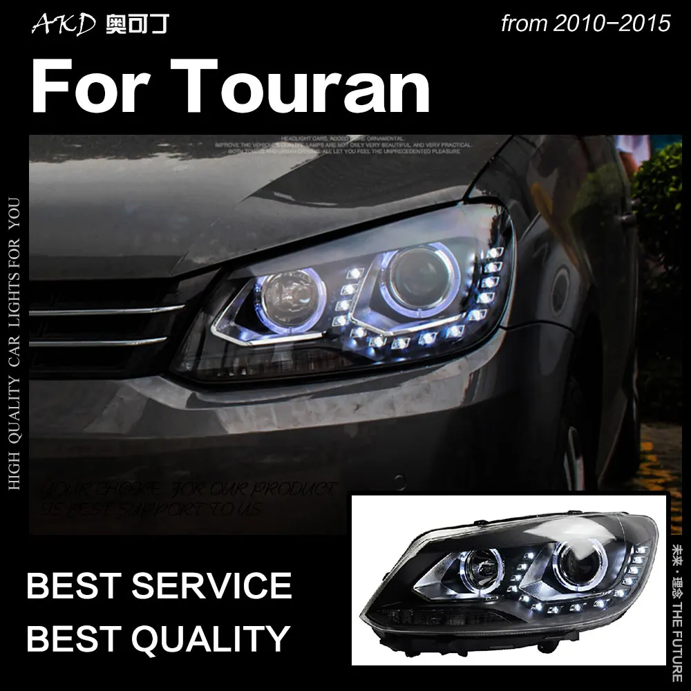 AKD автомобильный Стайлинг для VW Touran фары 2010- Touran светодиодный фонарь DRL Hid головной фонарь Ангел глаз биксеноновый луч аксессуары