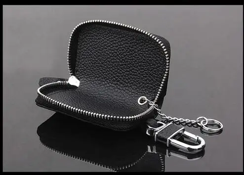 Новый дизайн высококачественный черный кошелек для ключей из натуральной кожи с