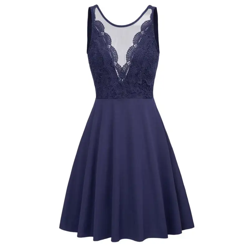 Женское платье vestido без рукавов с вырезом лодочкой из сетки в стиле пэчворк