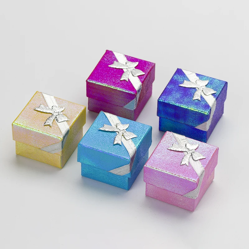 

24pcs Ring Box 4x4x3cm Mixed Color Wedding Ring Gift Boxes for Jewellery Organizer Earring Holder Paper Packaging