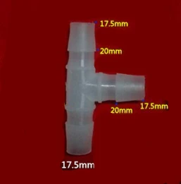 17.5mm(11/16") plastic Tee Hose Joiner Plastic Barbed T Bar Connector Pipe Fitting Air Line Water Clear