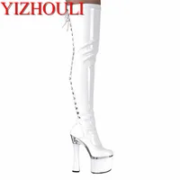 18CM High-Heeled Shoes Sexy Boots Plus Size Wine Glass With Platform Shoes Sexy Ladies' 7 Inch Thigh High Boots