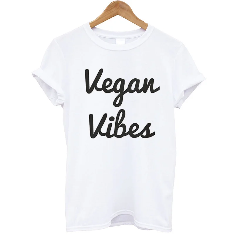 2018 Новое поступление футболка женская письмо Vegan Vibes печатная забавная с коротким
