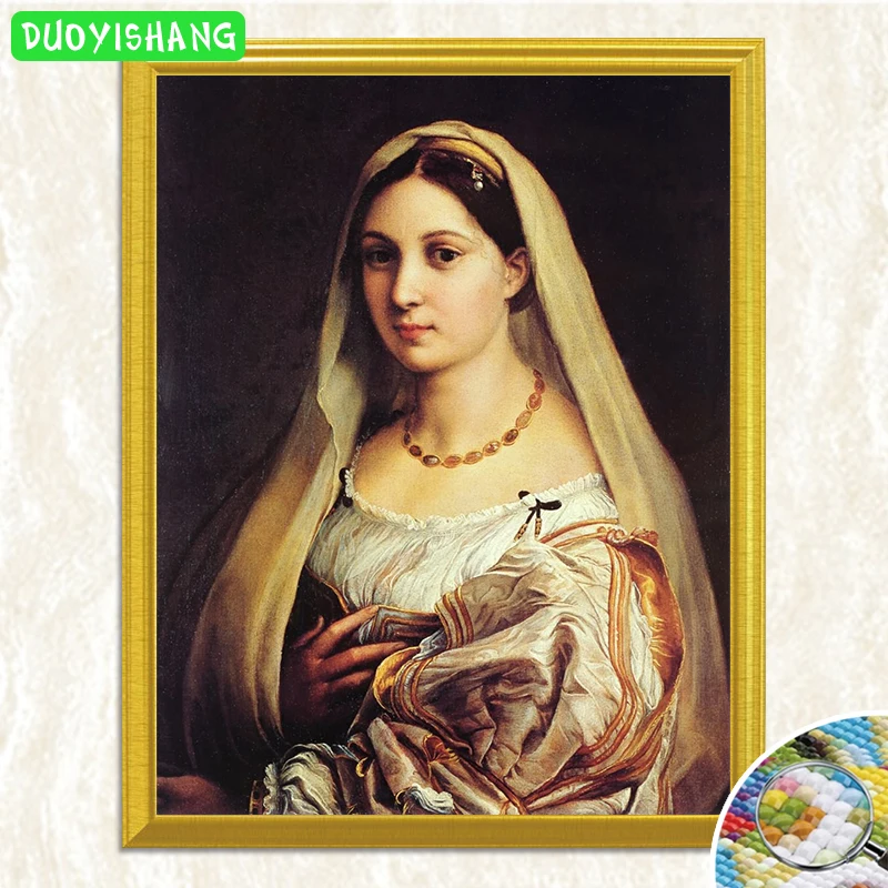 Raffaello известная картина &quotMaiden с шалью&quot 5D DIY Алмазная полностью квадратная