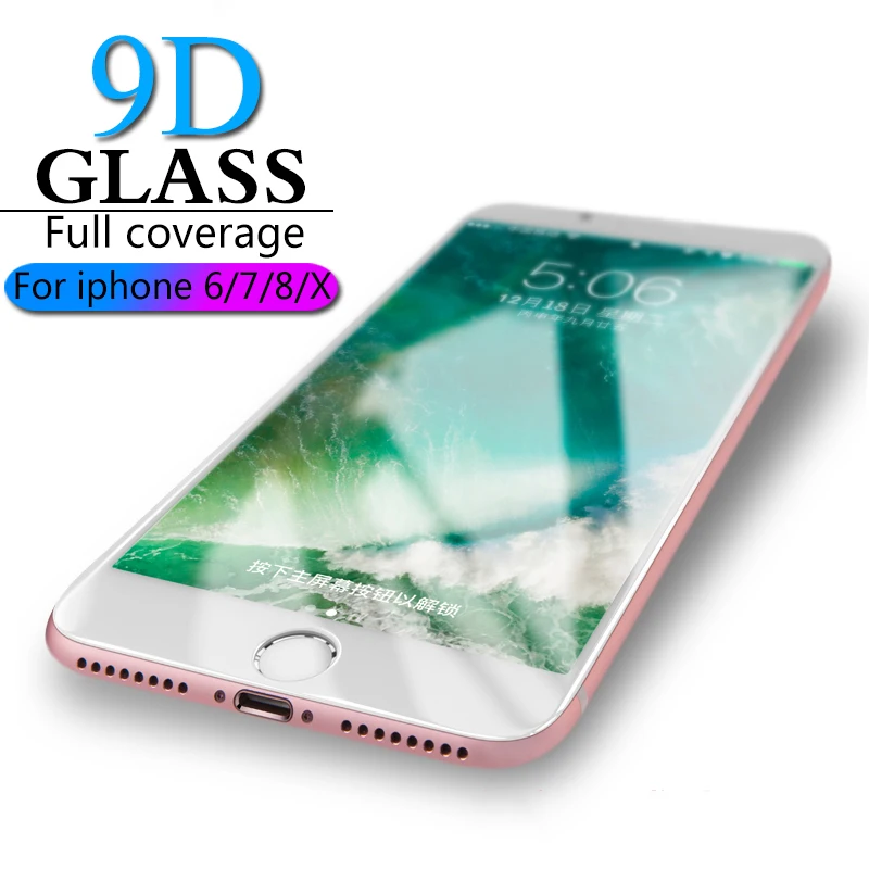 9D Защитное стекло для iphone 6 7 6S 8 plus X стекло для iphone 7 6 8 X защита экрана iphone 7 6 s Защита экрана стекло flim
