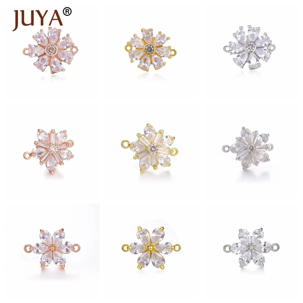 Блестящие циркониевые кристаллы цветок Разъемы для изготовления украшений