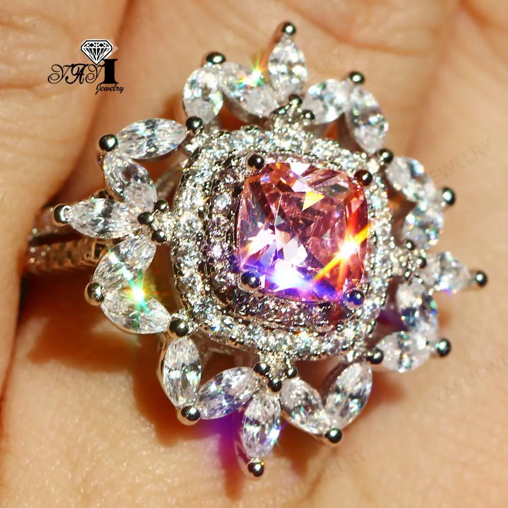 Ювелирные изделия YaYI Принцесса Cut 8 CT Розовый циркон серьги из серебра