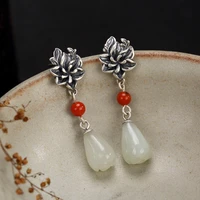 2018 hot sale special offer anniversary brinco pure natural hetian jade magnolia flower south mosaic ancient earrings wholesale