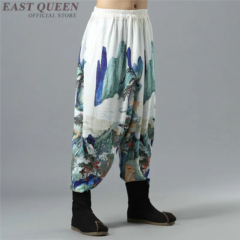 Китайская традиционная кунг фу ушу Брюки Одежда для мужчин мужские льняные