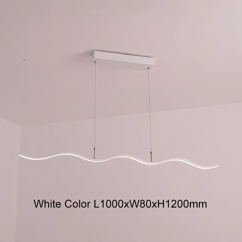 White 100x8cm LICAN подвесная люстра освещение для офиса столовой кухни алюминиевая волна блеск Avize современная люстра для офиса - Цвет абажура: White 100x8cm