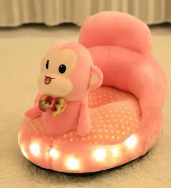 Pink Monkey Style BBSONG детское светящееся пение диван мультфильм животное дети плюшевое поддерживающее кресло Младенческая небьющаяся спина обучение сидение сиденье - Цвет: Pink Monkey Style