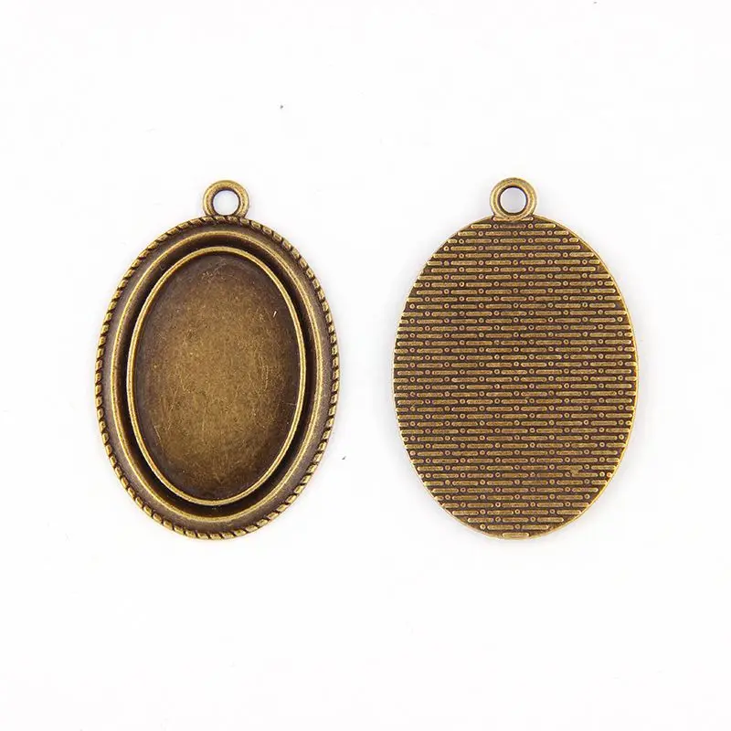 

Fit 20x30mm Oval Antique Bronze Pendants Setting Cabochon Cameo Base Tray Bezel Blank DIY Jewelry Findings