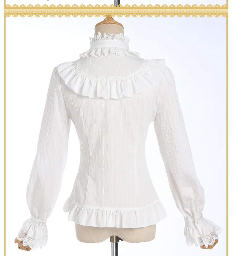 Весенняя женская кружевная рубашка в полоску винтажная бандажная викторианском