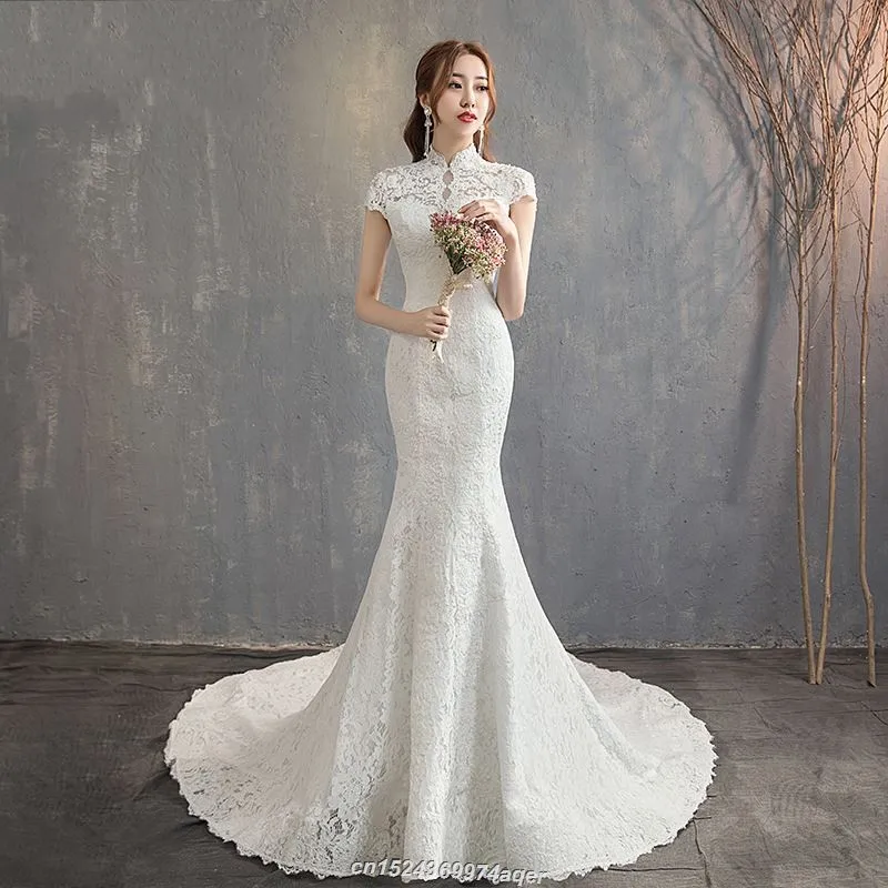 Красивое белое кружевное свадебное платье 2019 Vestidos De Novia Высокое/низкое пляжное