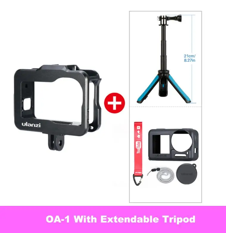 OA-1 with Tripod ULANZI OA-1 Vlogging металлический чехол для Dji Osmo Action Vlog чехол с холодным башмаком для микрофона светодиодный светильник - Цвет: OA-1 with Tripod
