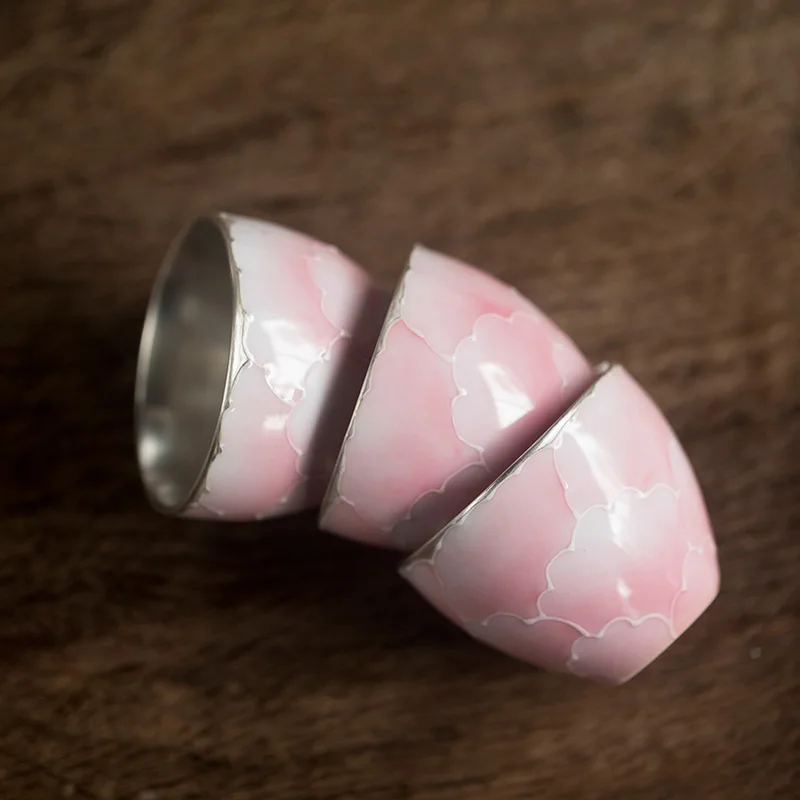 3pcs pink cups TANGPIN Серебряный керамический чайный сервиз ручной работы Серебряный фарфоровый чайник gaiwan чайная чашка - Цвет: 3pcs pink cups