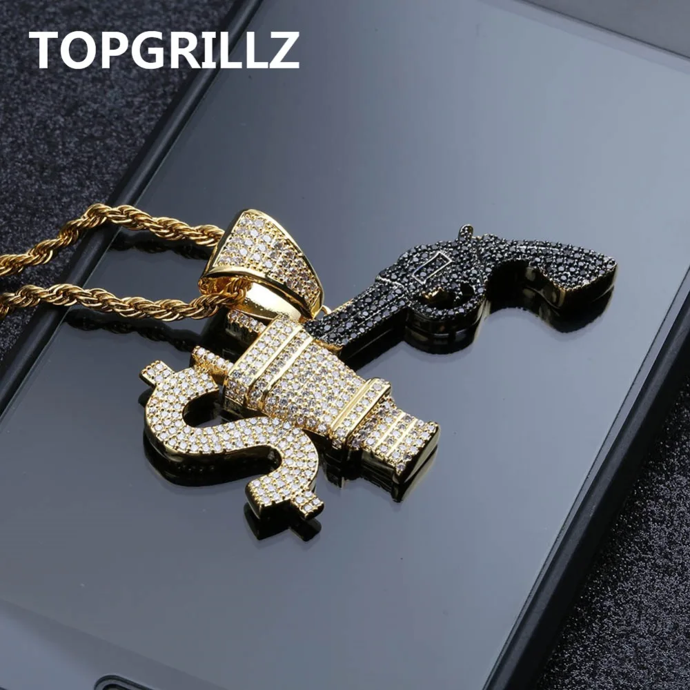 TOPGRILLZ кулон в стиле хип хоп золотого цвета со сверкающими фианитами для долларов
