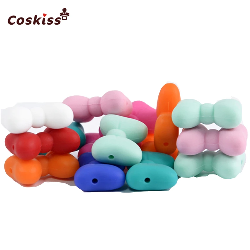 

50pcs New Product Bow Tie Beads Made From Food Grade Silicone With Baby Teether Bracelet/necklace DIY Fashion Pendant