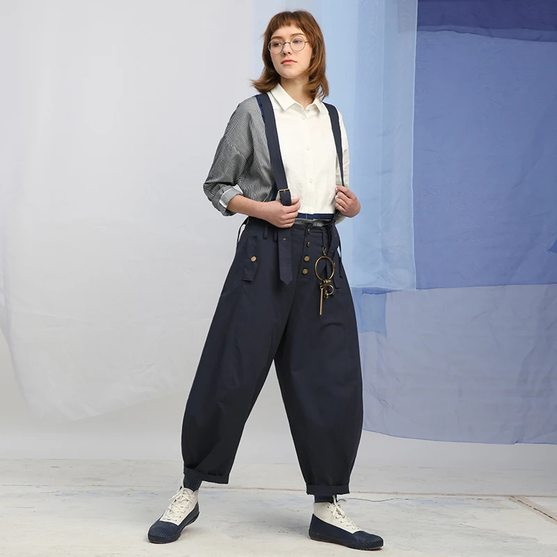 Kopen Faye's Winkel Originele Ontwerp Nieuwe Collectie 2018 Overalls Losse Casual Lange Katoenen Cargo Broek Vrouwen