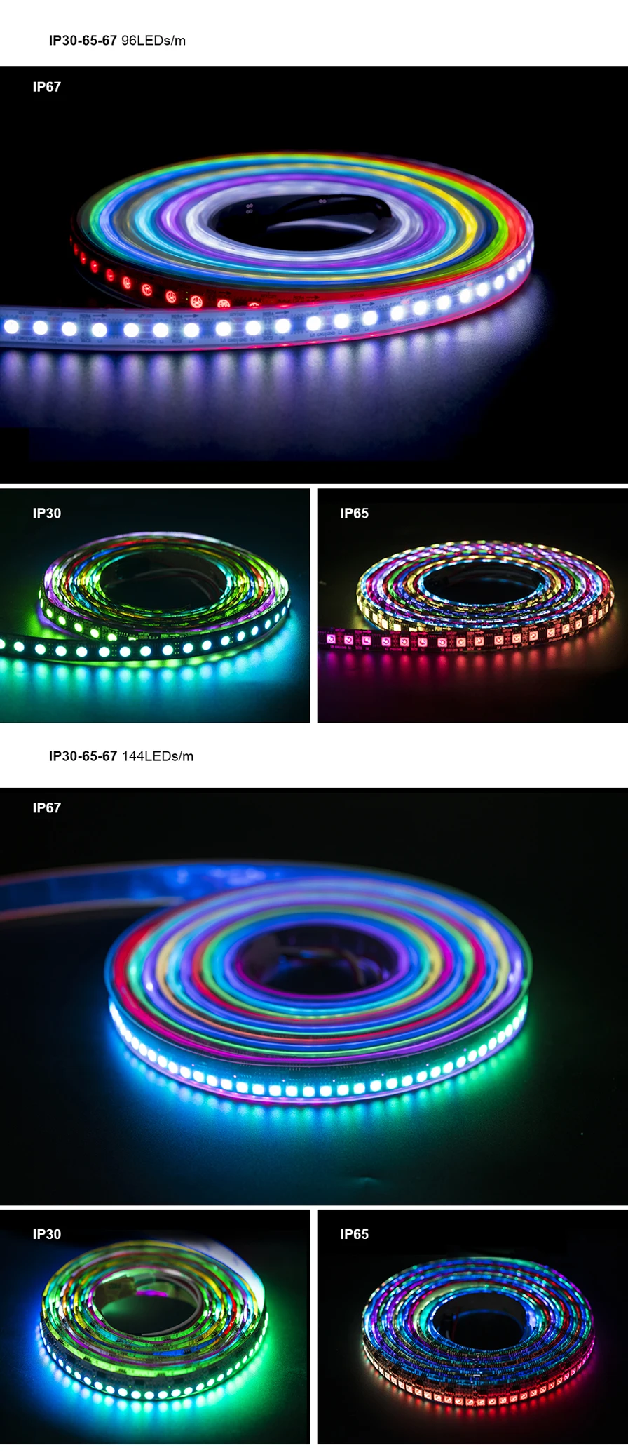 WS2811 цветных(RGB) светодиодных лент 5050 SMD адресуемый 30/48/60/96/144 светодиодов/m Led Пиксели внешний 1 Ic Управление 3 светодиода Нормальный/яркий 5 м DC12V