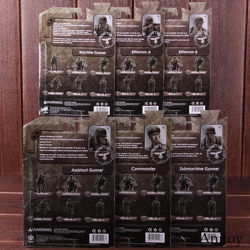 German Wehrmacht Army Soliders Rifleman A/B Commander Action Figure 1/18 Scaled PVC Collectible Model Toy 6pcs/set