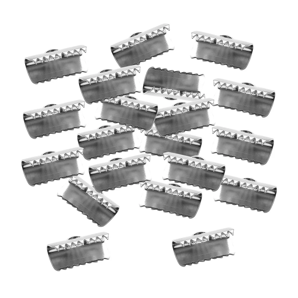 20Pcs Iron Ribbon Ends Bracelet Crimp Clamp End Findings Cord Fasteners Clasp Leather Jewelry Making | Украшения и аксессуары