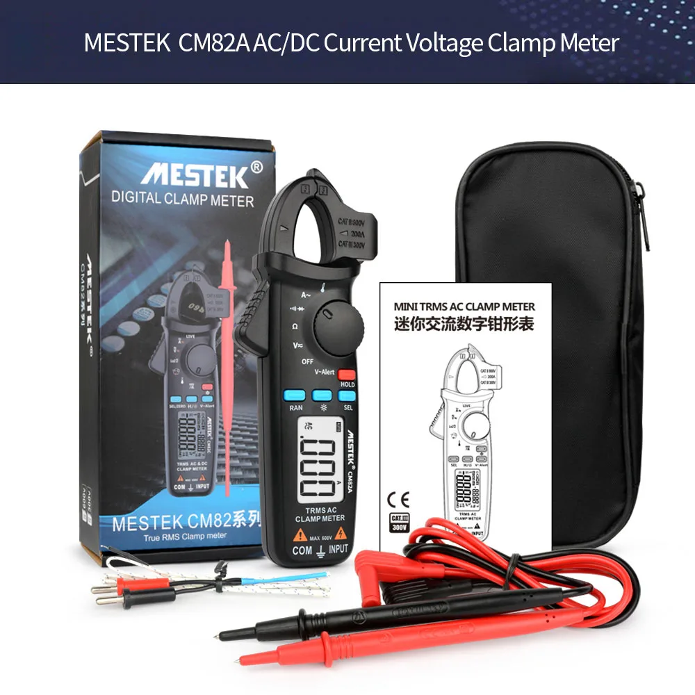 CM82A True RMS цифровой клещи MESTEK CM82A/B/C постоянного тока переменного тока Напряжение Ампер NCV ом тестер Амперметр мультиметр электрика инструмент - Цвет: CM82A