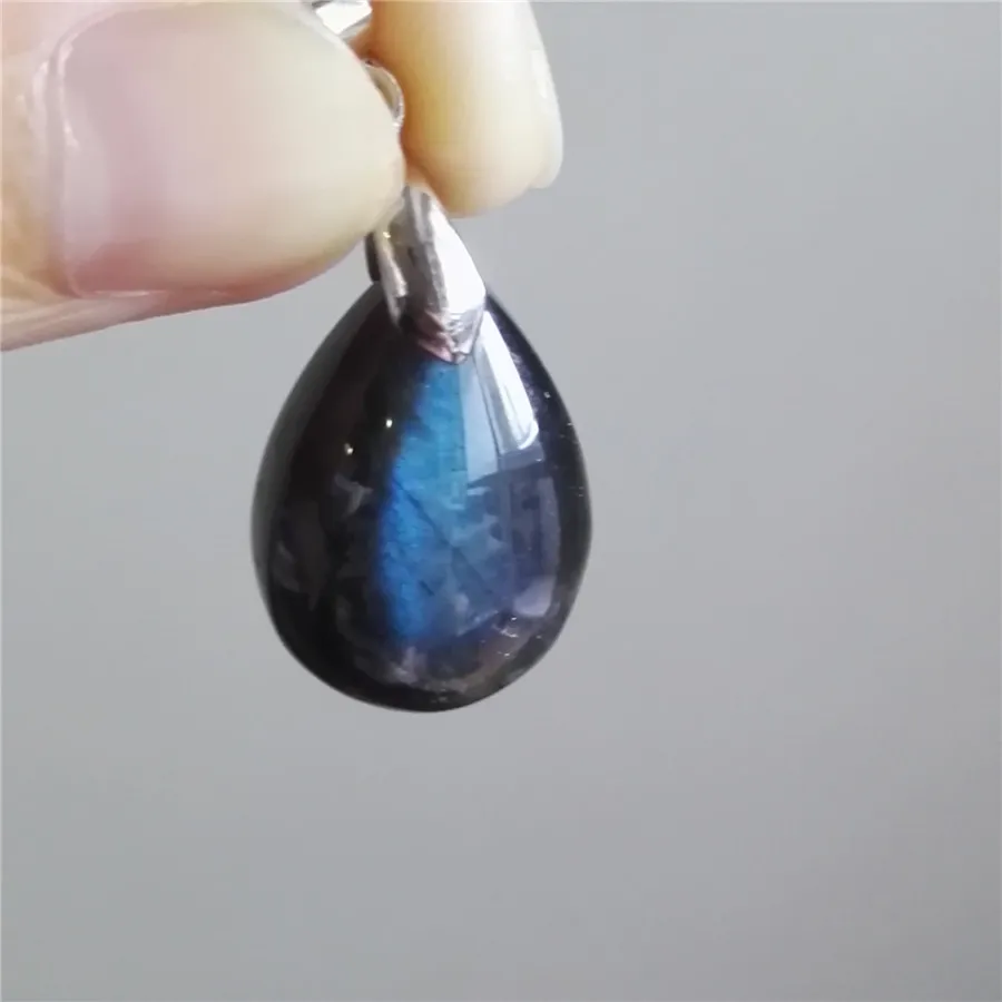 Натуральный Синий свет Прямоугольный кулон целебное ожерелье с каплевидными