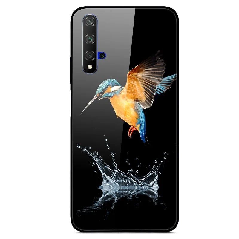 Золотой Чехол для huawei Honor 20, Жесткий Чехол из закаленного стекла с принтом, чехол для huawei Honor 20 Pro Lite Honor20 YAL-L21Cover Fundas - Цвет: Золотой