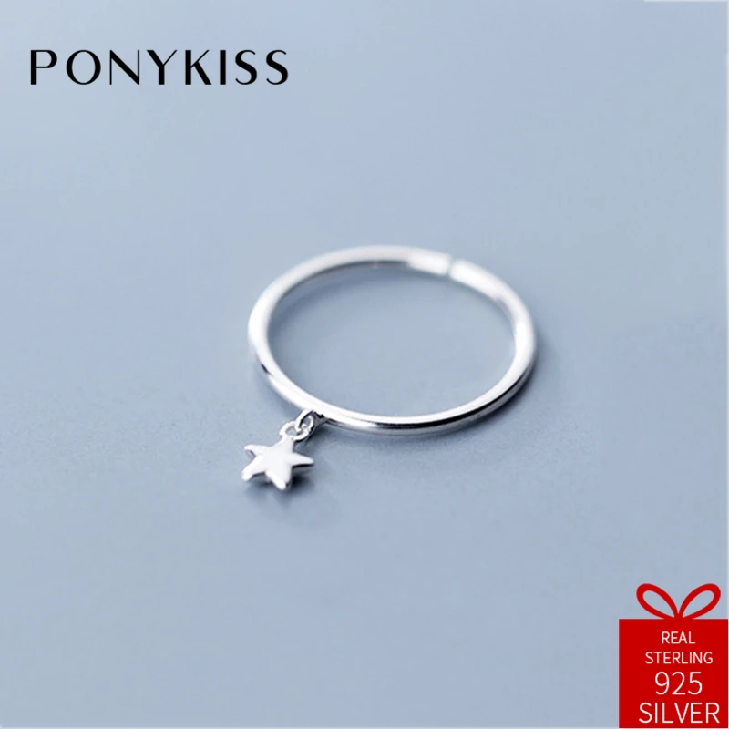 Кольцо PONYKISS 100% стерлингового серебра 925 пробы с регулируемым размером кольцо