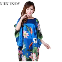 hot sale one size chinese womens faux silk robe dress nightgown sexy summer nightdress new style sleepwear mujer pijama t084