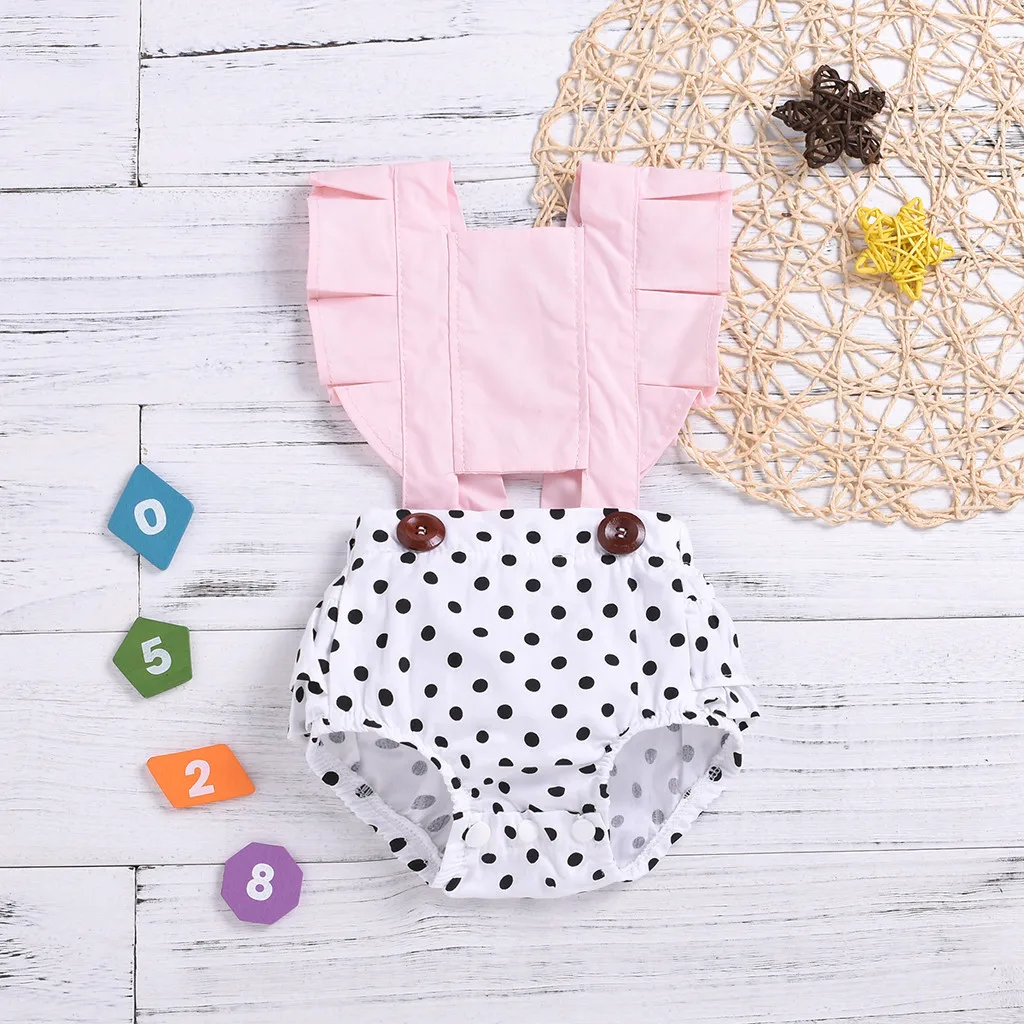 Модный комплект одежды в горошек для маленьких девочек комбинезон с рукавами