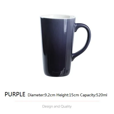 Purple Cup Плавно меняющая цвет кружка керамическая с крышкой с ложкой 520 мл креативная модная парная кружка кофейная Милая чашка для завтрака уникальный подарок - Цвет: Purple Cup