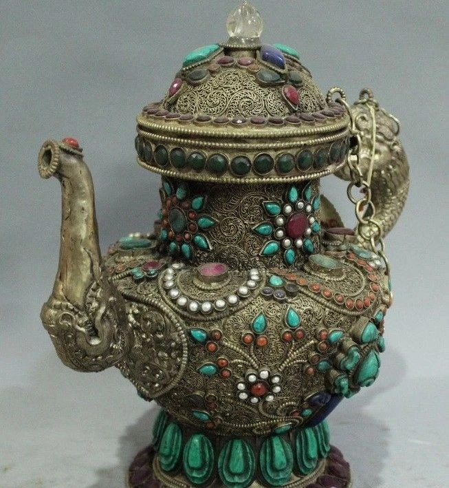 10 &quotнепальский буддизм Серебряная бирюза коралловый драгоценный камень