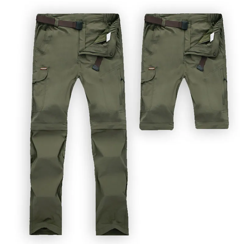 ArmyGreenHikingPants Clorts быстросохнущая Пеший Туризм брюки дышащий Открытый трекинговые брюки съемные Восхождение Велоспорт Брюки для Для мужчин легкий - Цвет: ArmyGreenHikingPants