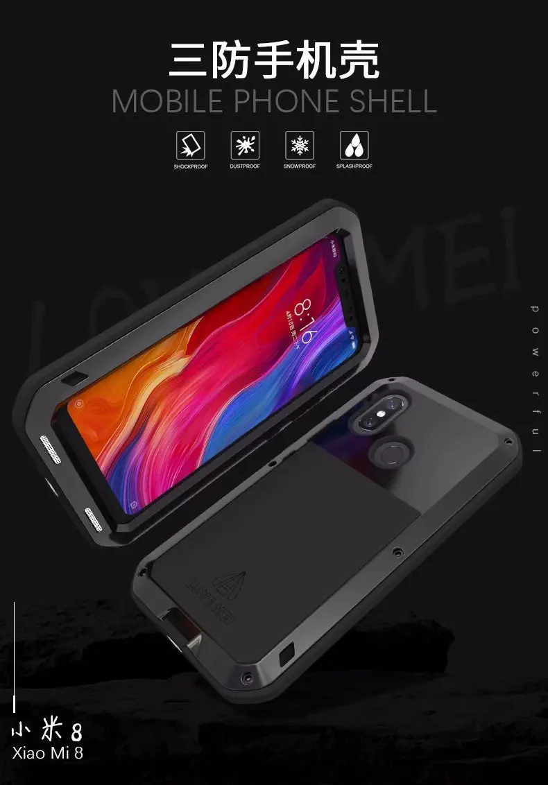 LOVEMEI чехол для Xiaomi mi 8 чехол алюминиевый металл+ стекло+ ТПУ чехол mi 8 роскошный противоударный защитный чехол