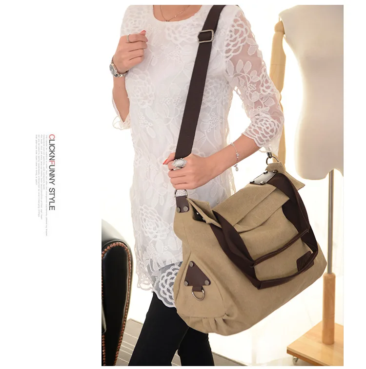 

2019 New Canvas woman Shoulder Bag vintage Handbags Large Capacity Messenger Bag Casual Soft Female Crossbody bags Phone Tote