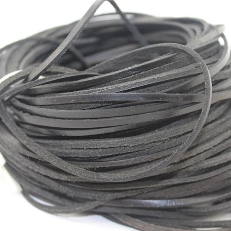 Плоский шнурок из натуральной кожи черный коричневый кожаный 2/3/4/5/6/7/8/10 мм для