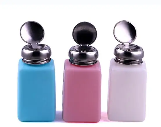 

1pcs 200ML Portable Press Empty Refillable Bottle Liquid Alcohol Pump UV Gel Nail Polish Cleaner Acetone Water Remover Dispenser