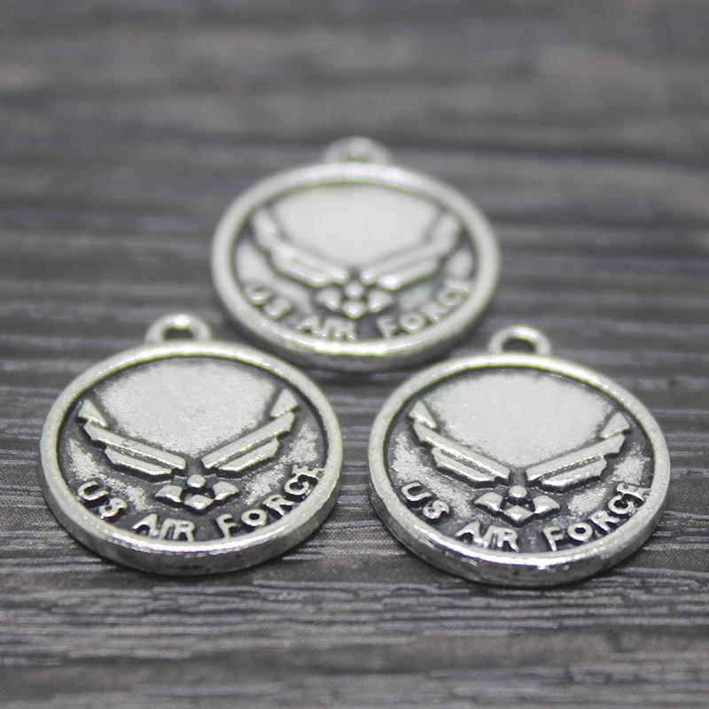 20 шт/15 мм Античная Посеребренная Двусторонняя подвеска ВВС США|silver plated charms