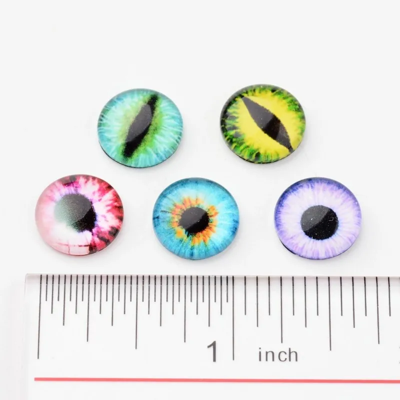 Разноцветные стеклянные кабошоны с принтом кошачий глаз полукруглые купольные
